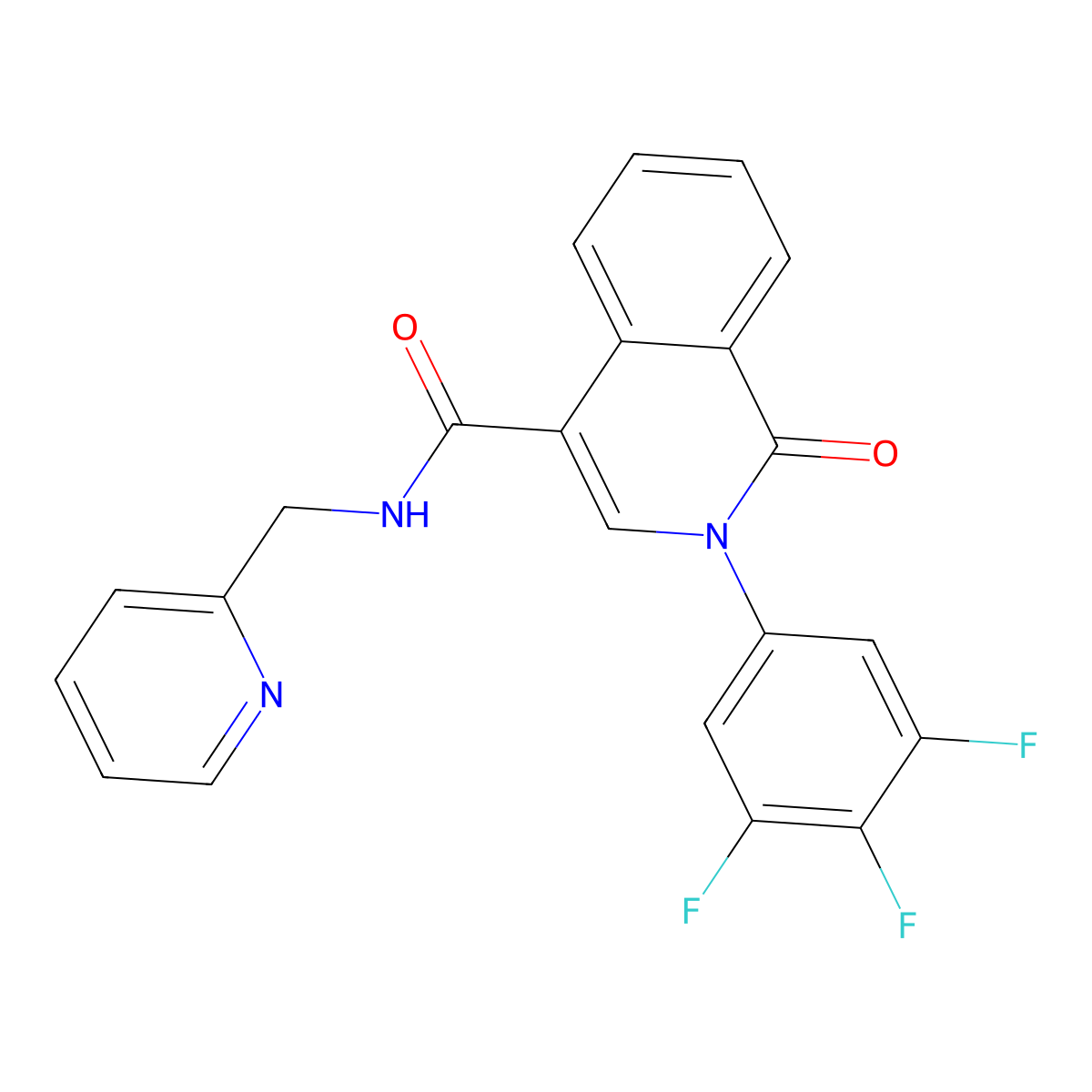 1-oxo-N-(pyridin-2-ylmethyl)-2-(3,4,5-trifluorophenyl)-1,2-dihydroisoquinoline-4-carboxamide molecular structure, CAS 1435990-41-2