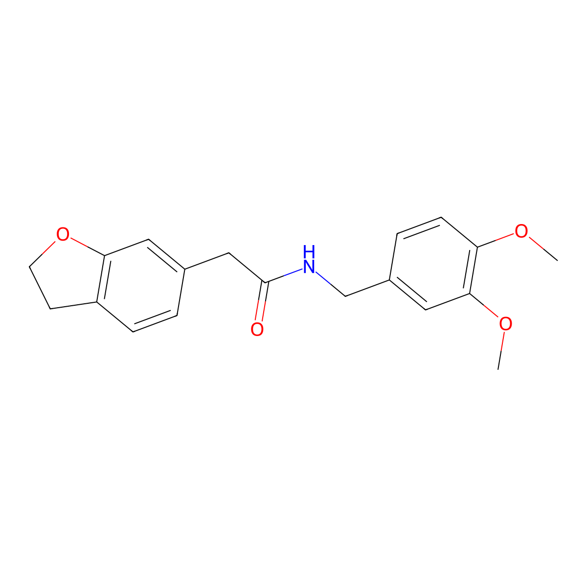 2-(2,3-dihydro-1-benzofuran-6-yl)-N-(3,4-dimethoxybenzyl)acetamide molecular structure, CAS 1435990-47-8