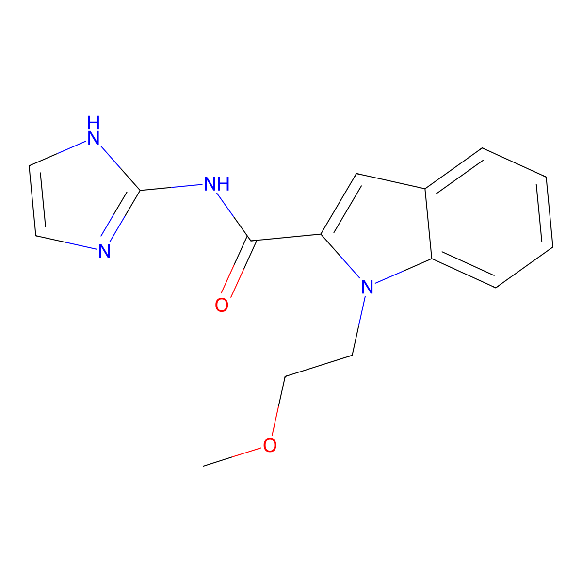N-(1H-imidazol-2-yl)-1-(2-methoxyethyl)-1H-indole-2-carboxamide molecular structure, CAS 1435990-60-5