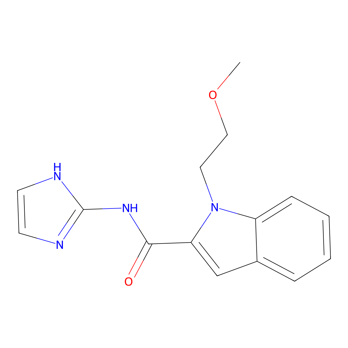N-(1H-imidazol-2-yl)-1-(2-methoxyethyl)-1H-indole-2-carboxamide molecular structure, CAS 1435990-60-5