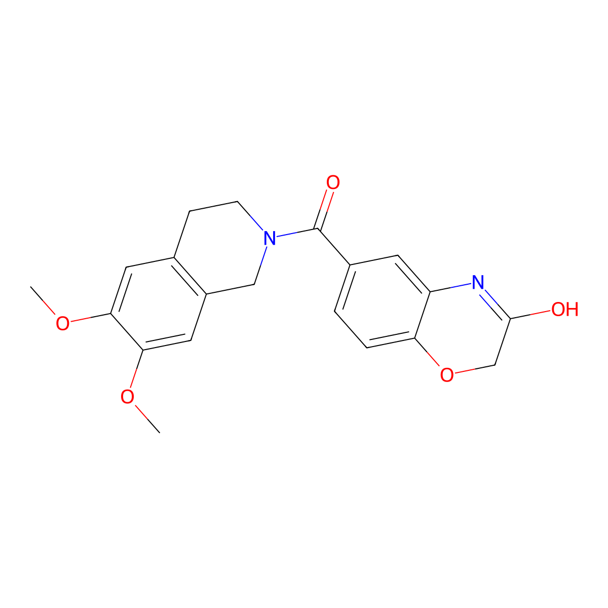 6-[(6,7-dimethoxy-3,4-dihydroisoquinolin-2(1H)-yl)carbonyl]-2H-1,4-benzoxazin-3(4H)-one molecular structure, CAS 1435990-67-2