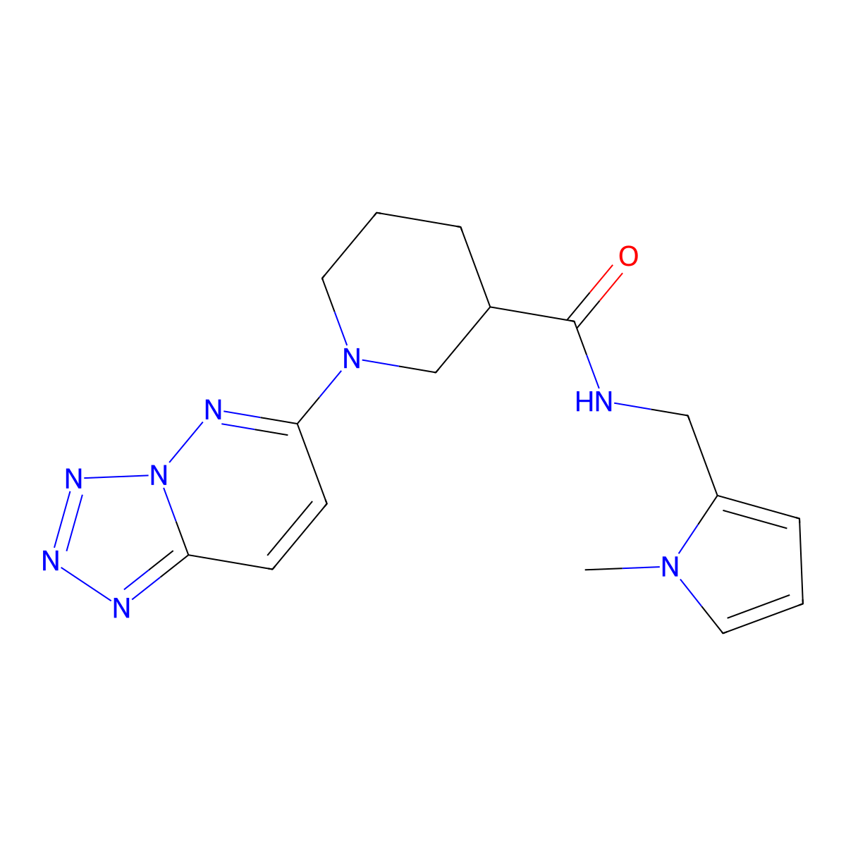 N-[(1-methyl-1H-pyrrol-2-yl)methyl]-1-[1,2,3,4]tetraazolo[1,5-b]pyridazin-6-yl-3-piperidinecarboxamide molecular structure, CAS 1435990-72-9