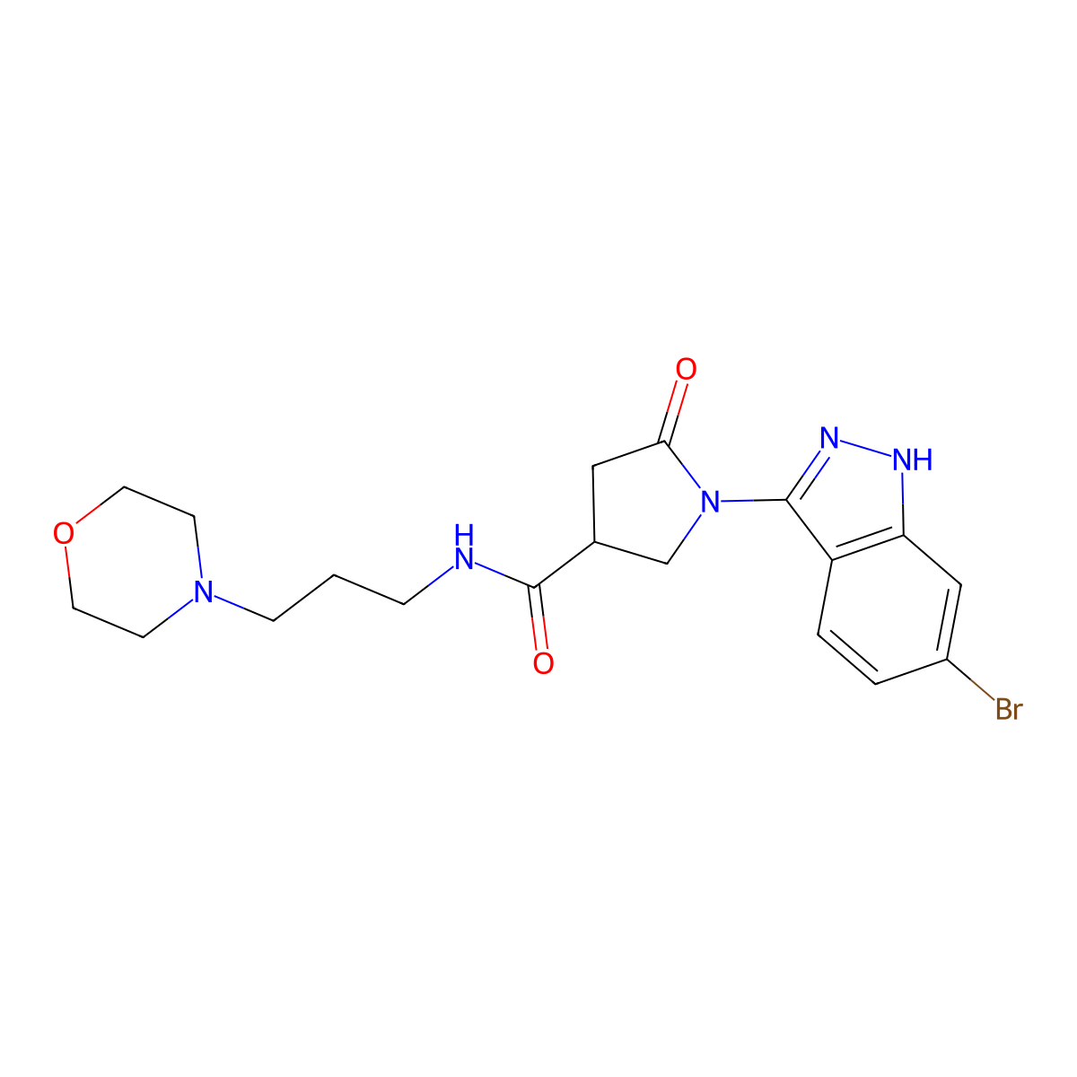 1-(6-bromo-1H-indazol-3-yl)-N-(3-morpholinopropyl)-5-oxo-3-pyrrolidinecarboxamide molecular structure, CAS 1435990-77-4