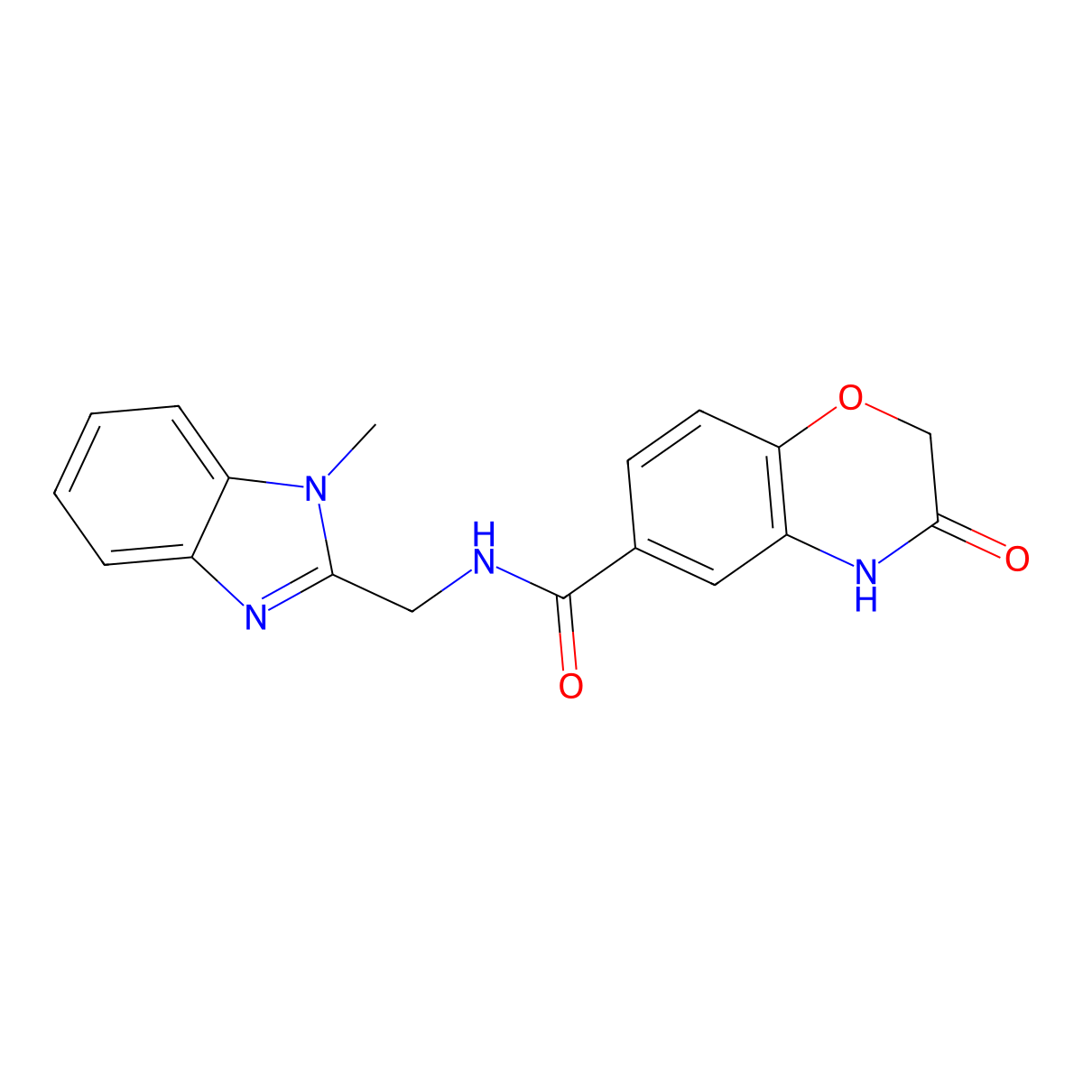 N-[(1-methyl-1H-1,3-benzimidazol-2-yl)methyl]-3-oxo-3,4-dihydro-2H-1,4-benzoxazine-6-carboxamide molecular structure, CAS 1435990-95-6