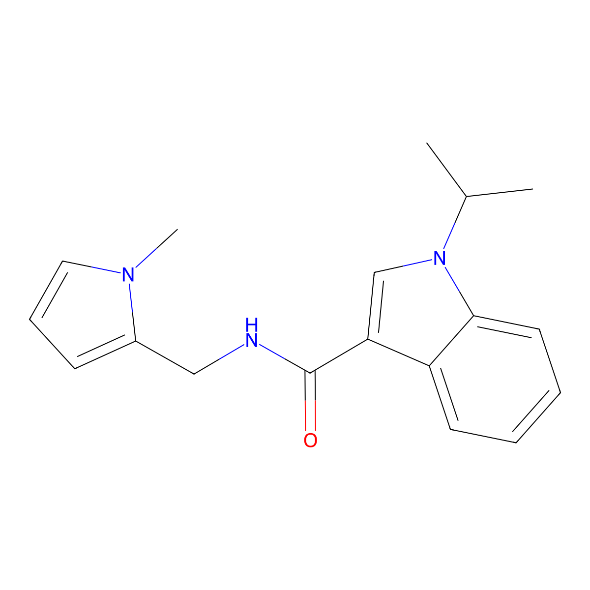 1-isopropyl-N-[(1-methyl-1H-pyrrol-2-yl)methyl]-1H-indole-3-carboxamide molecular structure, CAS 1435991-12-0
