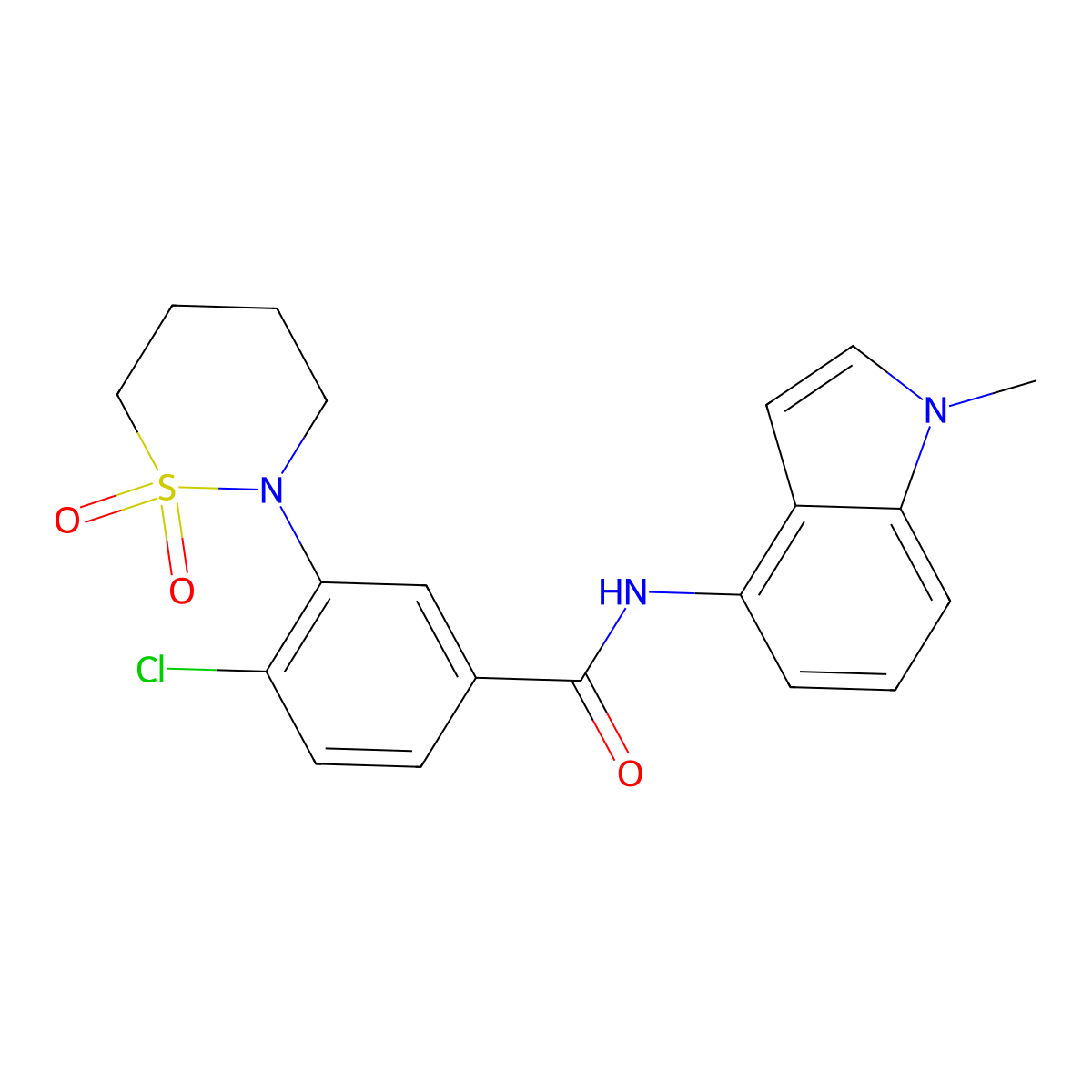 4-chloro-3-(1,1-dioxido-1,2-thiazinan-2-yl)-N-(1-methyl-1H-indol-4-yl)benzamide molecular structure, CAS 1435991-25-5