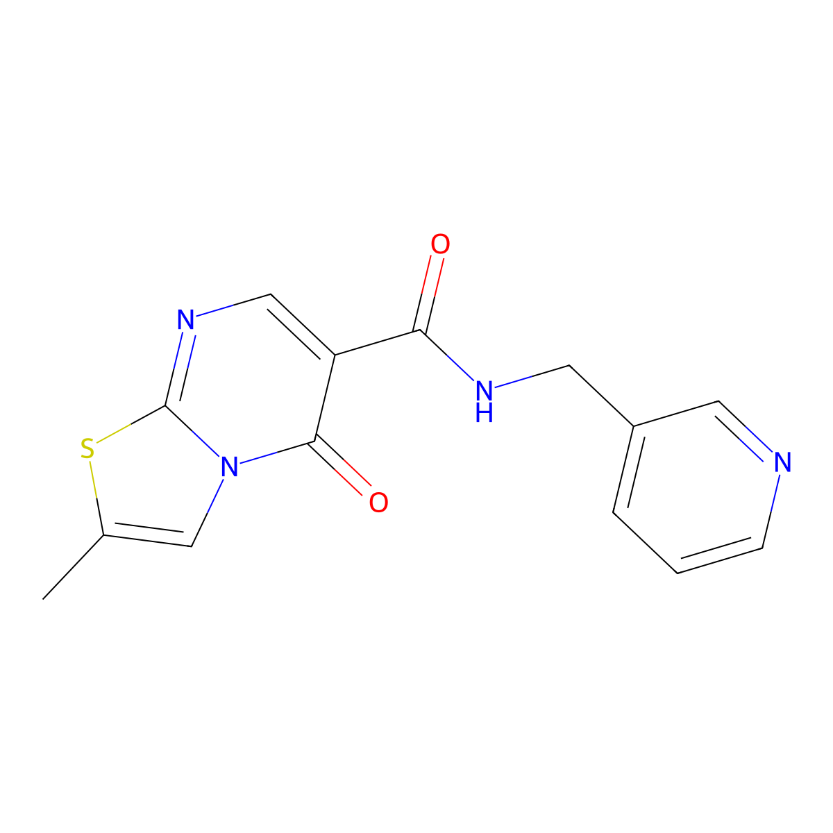 2-methyl-5-oxo-N-(3-pyridylmethyl)-5H-[1,3]thiazolo[3,2-a]pyrimidine-6-carboxamide molecular structure, CAS 1435991-34-6