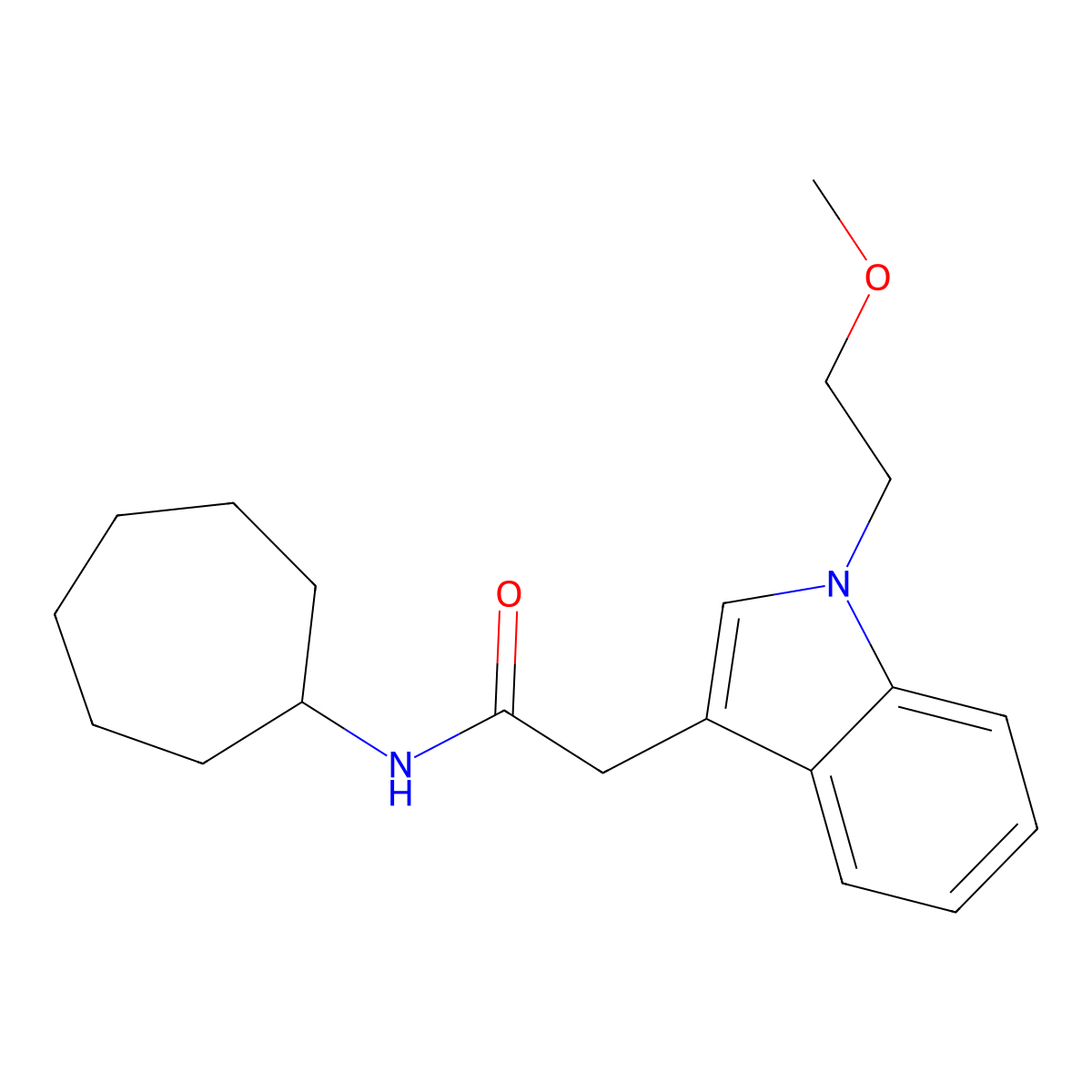 N-cycloheptyl-2-[1-(2-methoxyethyl)-1H-indol-3-yl]acetamide molecular structure, CAS 1435991-39-1