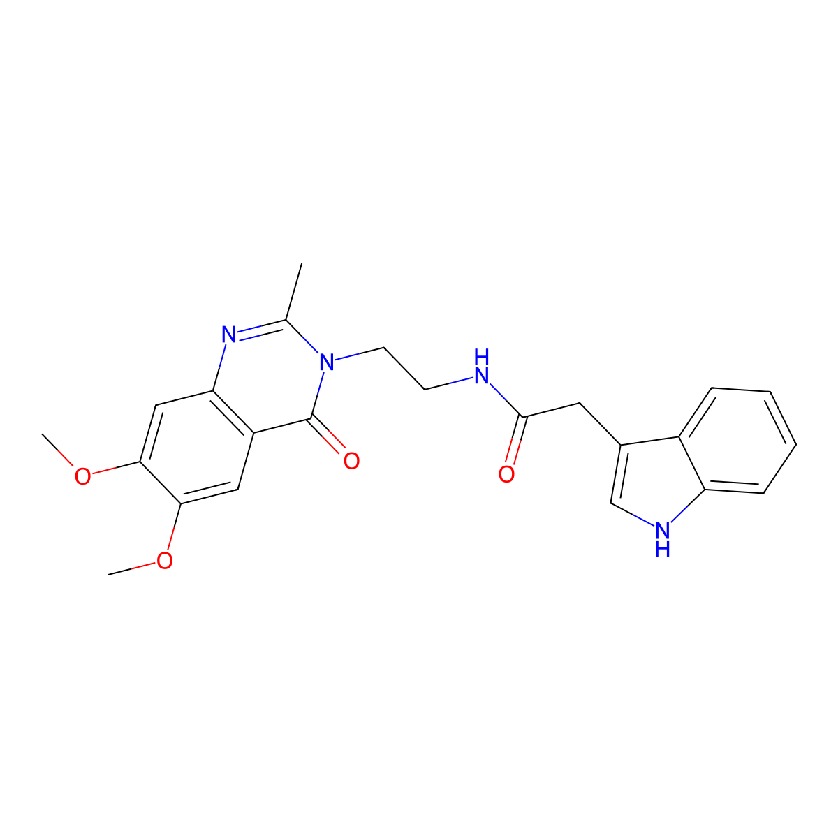 N-[2-(6,7-dimethoxy-2-methyl-4-oxoquinazolin-3(4H)-yl)ethyl]-2-(1H-indol-3-yl)acetamide molecular structure, CAS 1435991-42-6