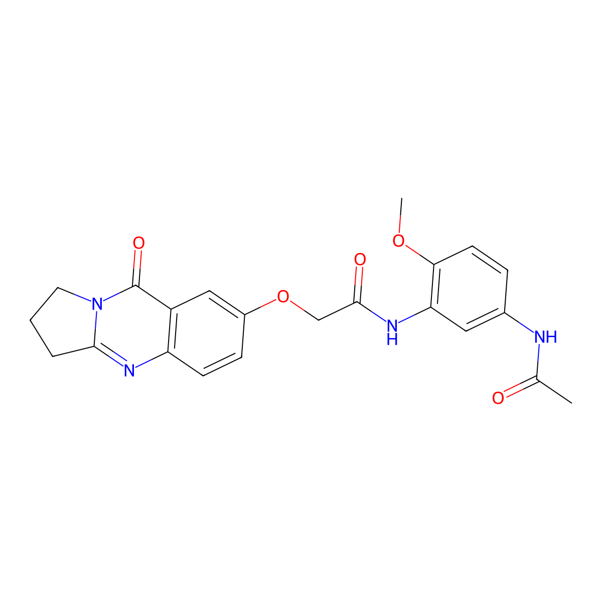 N-[5-(acetylamino)-2-methoxyphenyl]-2-[(9-oxo-1,2,3,9-tetrahydropyrrolo[2,1-b]quinazolin-7-yl)oxy]acetamide molecular structure, CAS 1435991-58-4