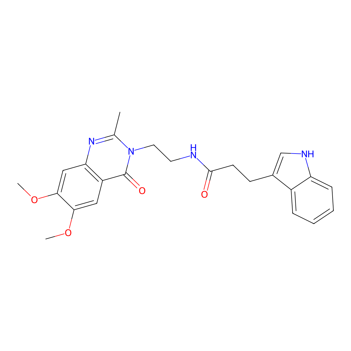 N-[2-(6,7-dimethoxy-2-methyl-4-oxoquinazolin-3(4H)-yl)ethyl]-3-(1H-indol-3-yl)propanamide molecular structure, CAS 1435991-61-9
