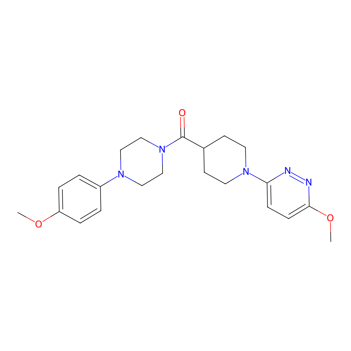 (4-(4-Methoxyphenyl)piperazin-1-yl)(1-(6-methoxypyridazin-3-yl)piperidin-4-yl)methanone molecular structure, CAS 1435991-65-3