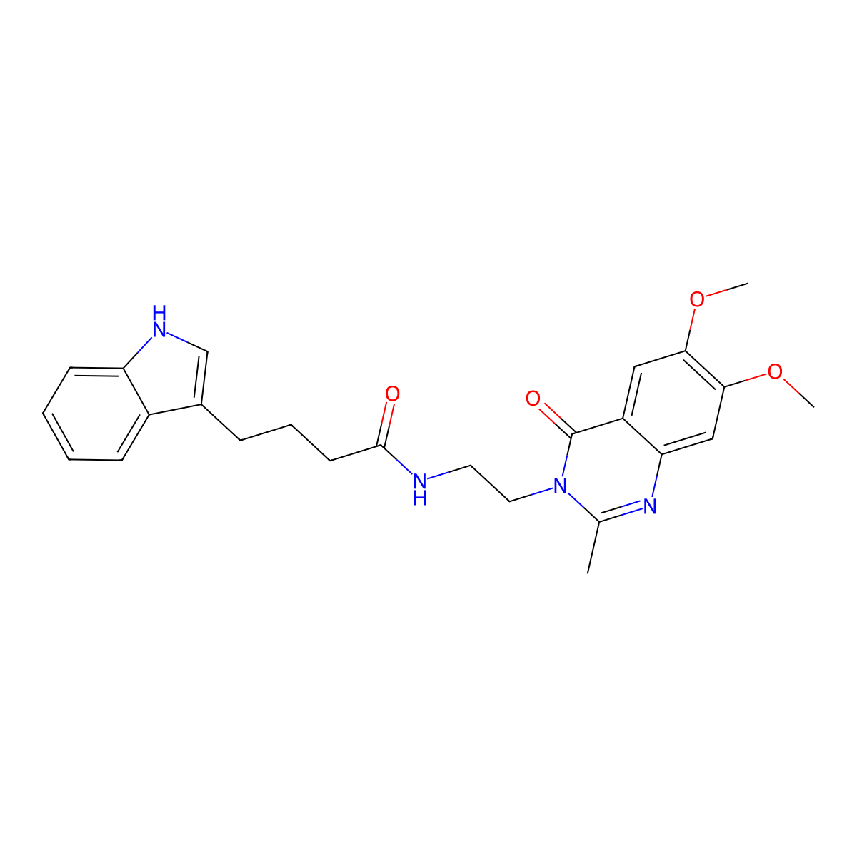 N-[2-(6,7-dimethoxy-2-methyl-4-oxoquinazolin-3(4H)-yl)ethyl]-4-(1H-indol-3-yl)butanamide molecular structure, CAS 1435991-66-4