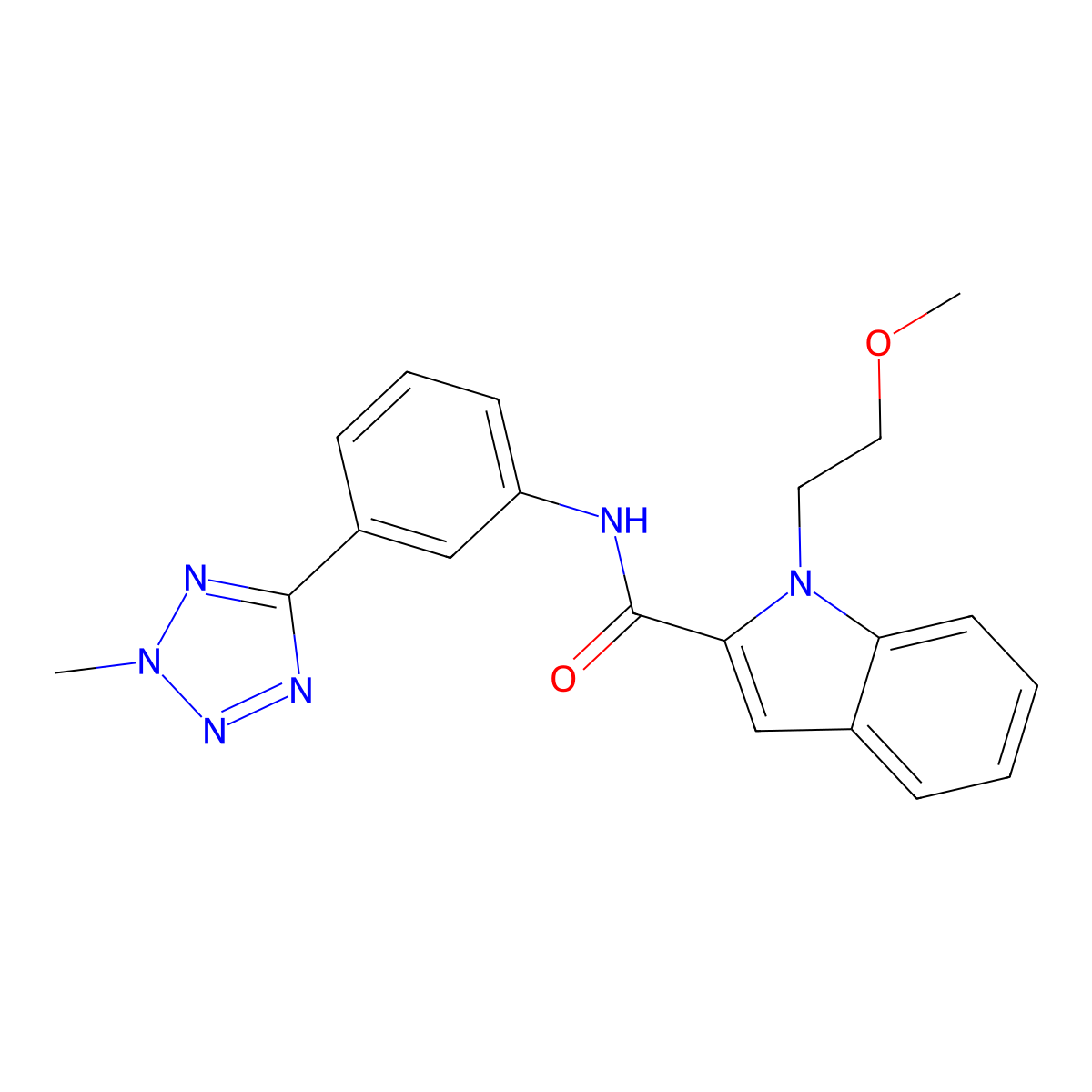 1-(2-methoxyethyl)-N-[3-(2-methyl-2H-tetrazol-5-yl)phenyl]-1H-indole-2-carboxamide molecular structure, CAS 1435991-71-1