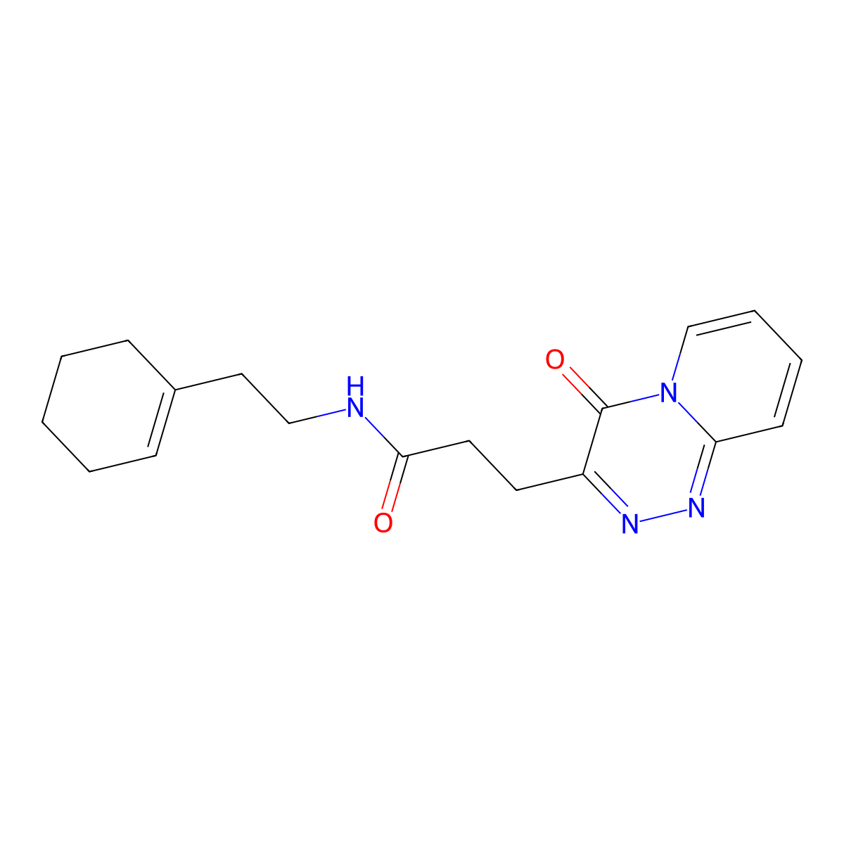 N-(2-(cyclohex-1-en-1-yl)ethyl)-3-(4-oxo-4H-pyrido[2,1-c][1,2,4]triazin-3-yl)propanamide molecular structure, CAS 1435991-77-7