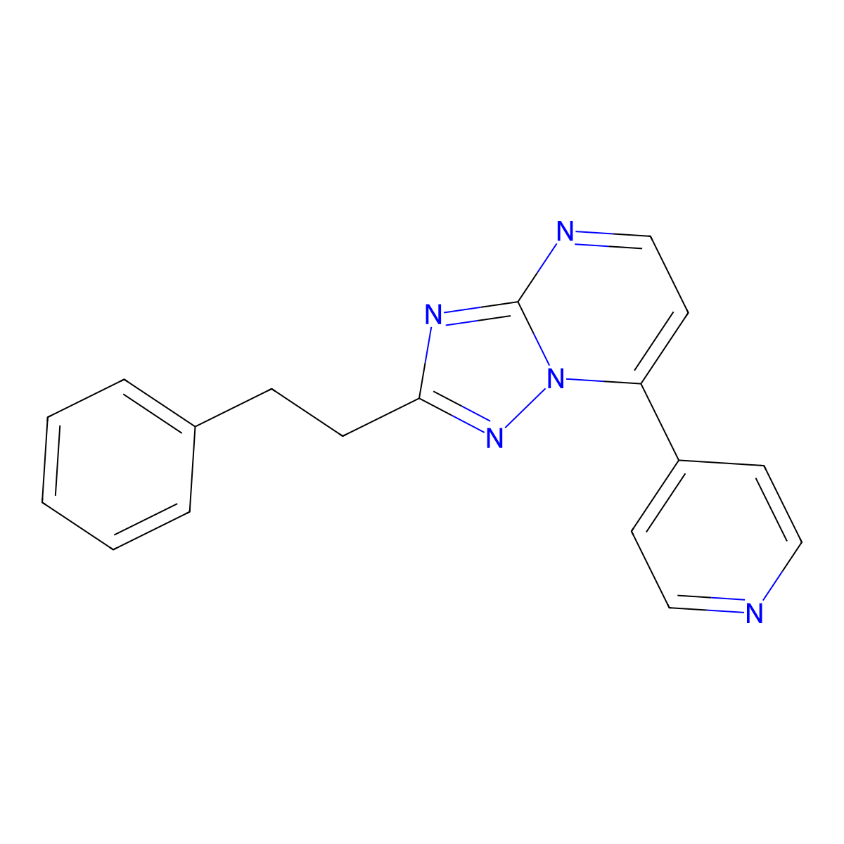 2-Phenethyl-7-(4-pyridyl)[1,2,4]triazolo[1,5-a]pyrimidine molecular structure, CAS 1435991-97-1