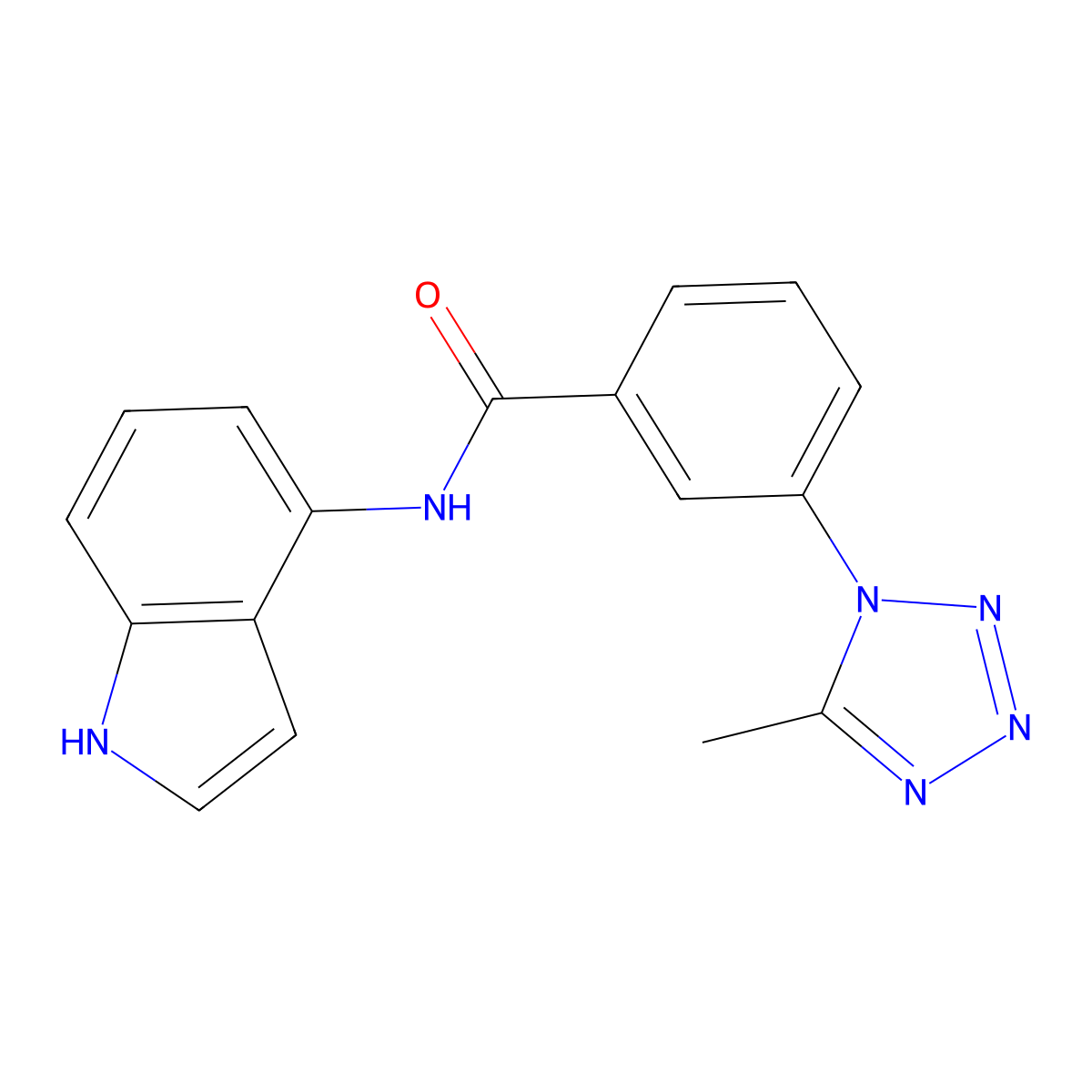 N-(1H-indol-4-yl)-3-(5-methyl-1H-tetrazol-1-yl)benzamide molecular structure, CAS 1435992-01-0