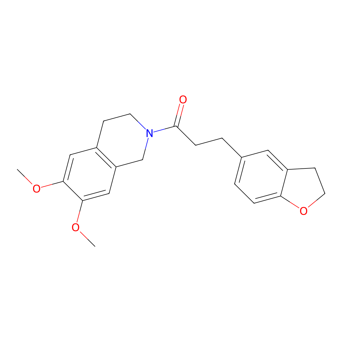 3-(2,3-dihydro-1-benzofuran-5-yl)-1-(6,7-dimethoxy-3,4-dihydroisoquinolin-2(1H)-yl)propan-1-one molecular structure, CAS 1435992-20-3