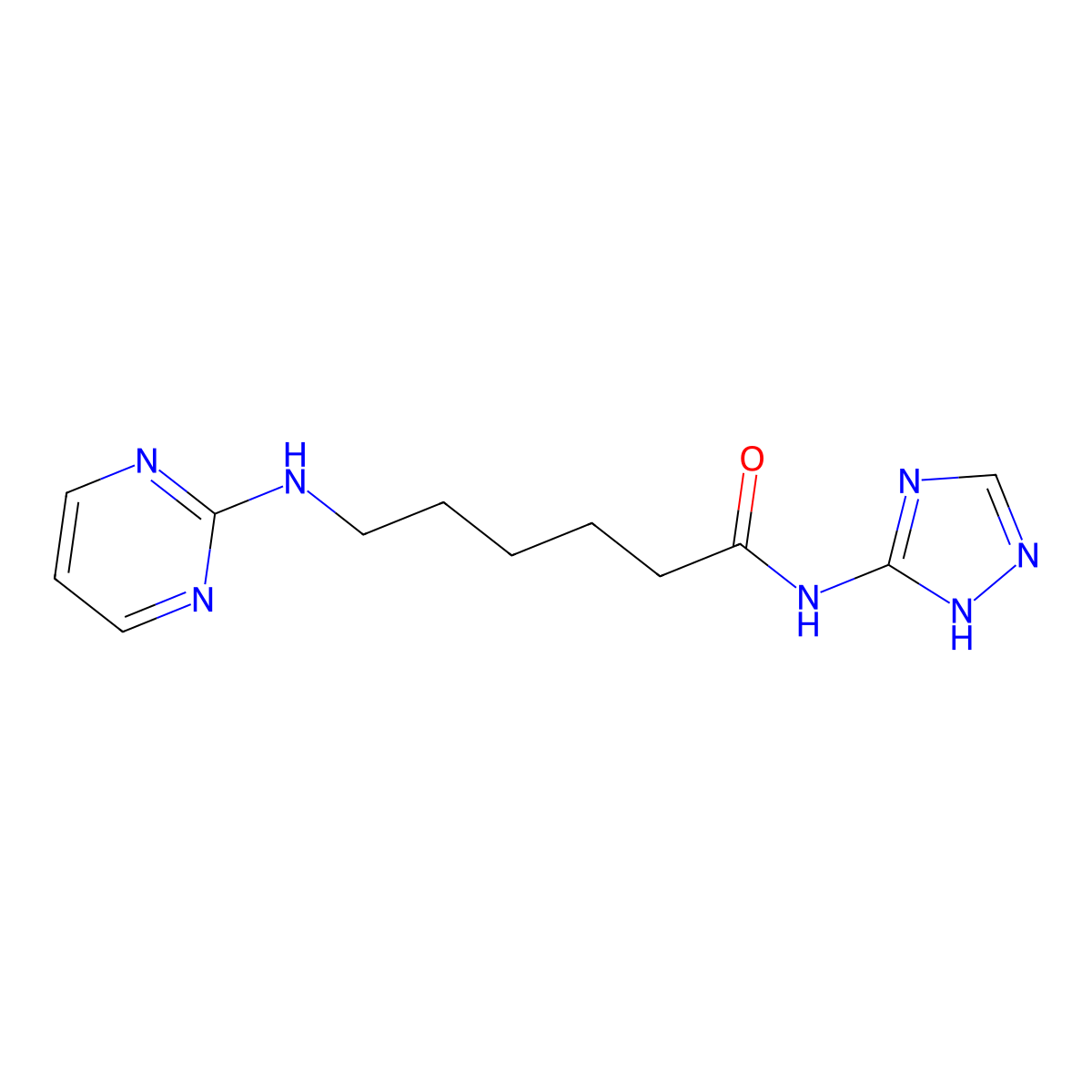 6-(pyrimidin-2-ylamino)-N-(4H-1,2,4-triazol-3-yl)hexanamide molecular structure, CAS 1435992-23-6