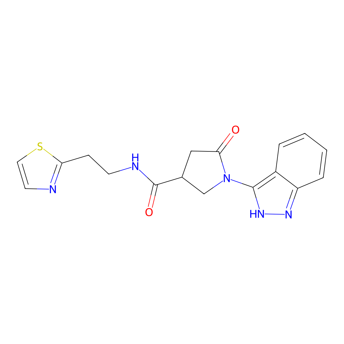 1-(2H-indazol-3-yl)-5-oxo-N-[2-(1,3-thiazol-2-yl)ethyl]pyrrolidine-3-carboxamide molecular structure, CAS 1435992-30-5