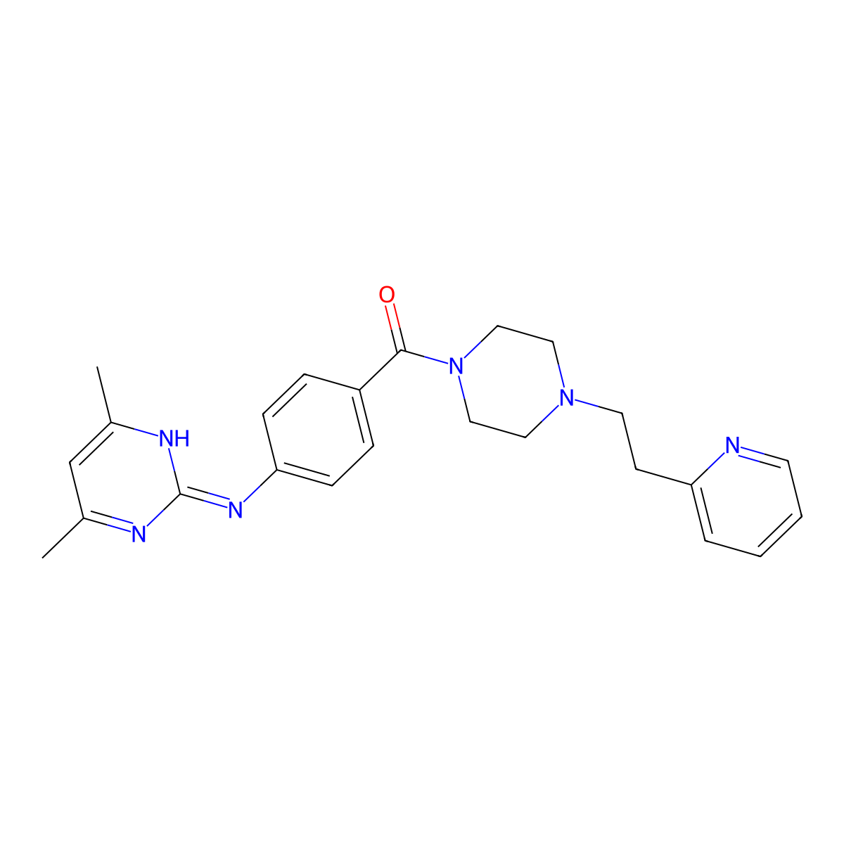 (4-((4,6-Dimethylpyrimidin-2-yl)amino)phenyl)(4-(2-(pyridin-2-yl)ethyl)piperazin-1-yl)methanone molecular structure, CAS 1435992-43-0
