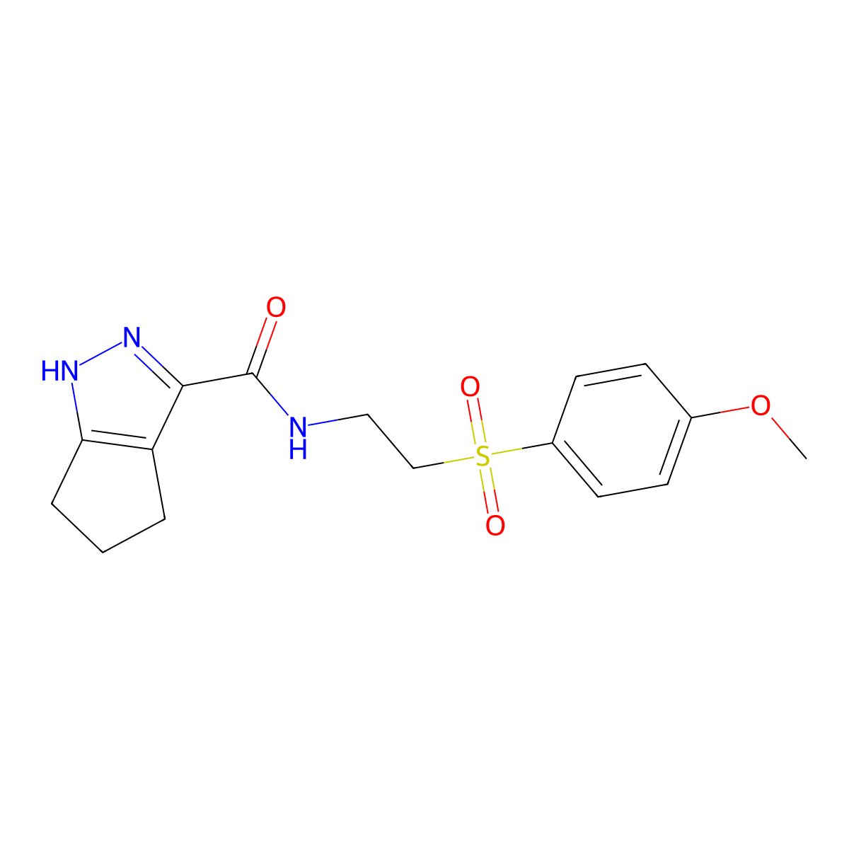 N-{2-[(4-methoxyphenyl)sulfonyl]ethyl}-2,4,5,6-tetrahydrocyclopenta[c]pyrazole-3-carboxamide molecular structure, CAS 1435992-46-3
