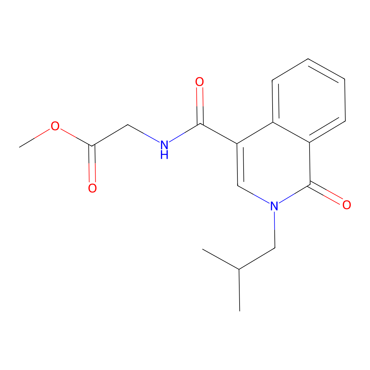 Methyl 2-(2-isobutyl-1-oxo-1,2-dihydroisoquinoline-4-carboxamido)acetate molecular structure, CAS 1435992-51-0