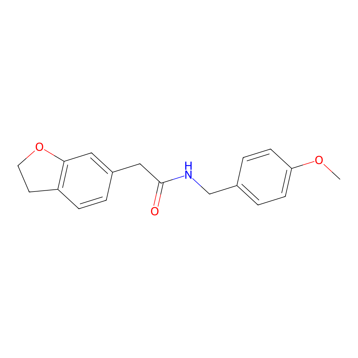 2-(2,3-dihydro-1-benzofuran-6-yl)-N-(4-methoxybenzyl)acetamide molecular structure, CAS 1435992-63-4