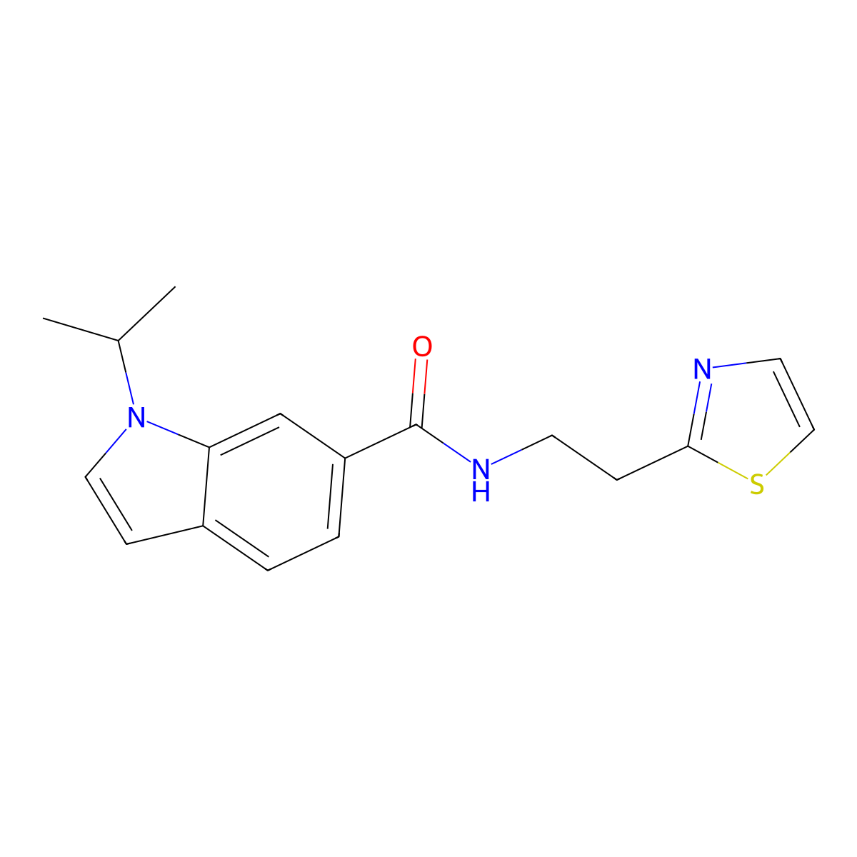 1-isopropyl-N-[2-(1,3-thiazol-2-yl)ethyl]-1H-indole-6-carboxamide molecular structure, CAS 1435992-84-9