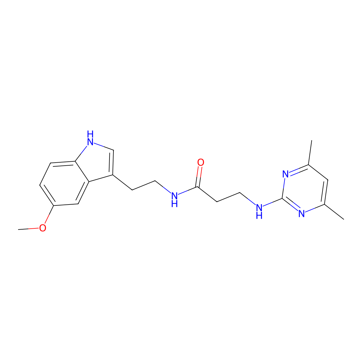 3-[(4,6-dimethyl-2-pyrimidinyl)amino]-N-[2-(5-methoxy-1H-indol-3-yl)ethyl]propanamide molecular structure, CAS 1435992-94-1