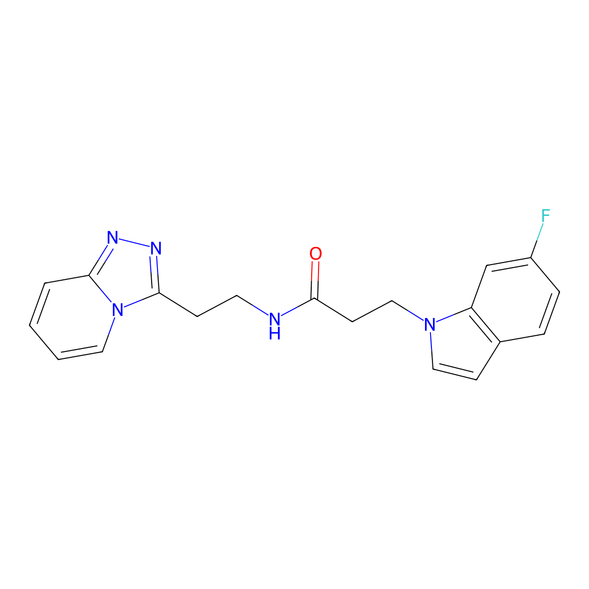 3-(6-fluoro-1H-indol-1-yl)-N-(2-[1,2,4]triazolo[4,3-a]pyridin-3-ylethyl)propanamide molecular structure, CAS 1435992-97-4