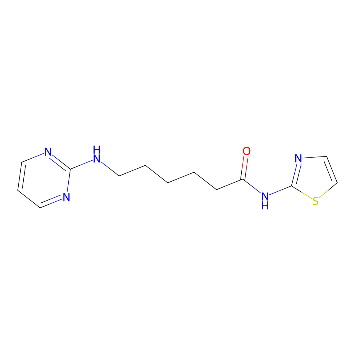 6-(pyrimidin-2-ylamino)-N-(1,3-thiazol-2-yl)hexanamide molecular structure, CAS 1435992-98-5