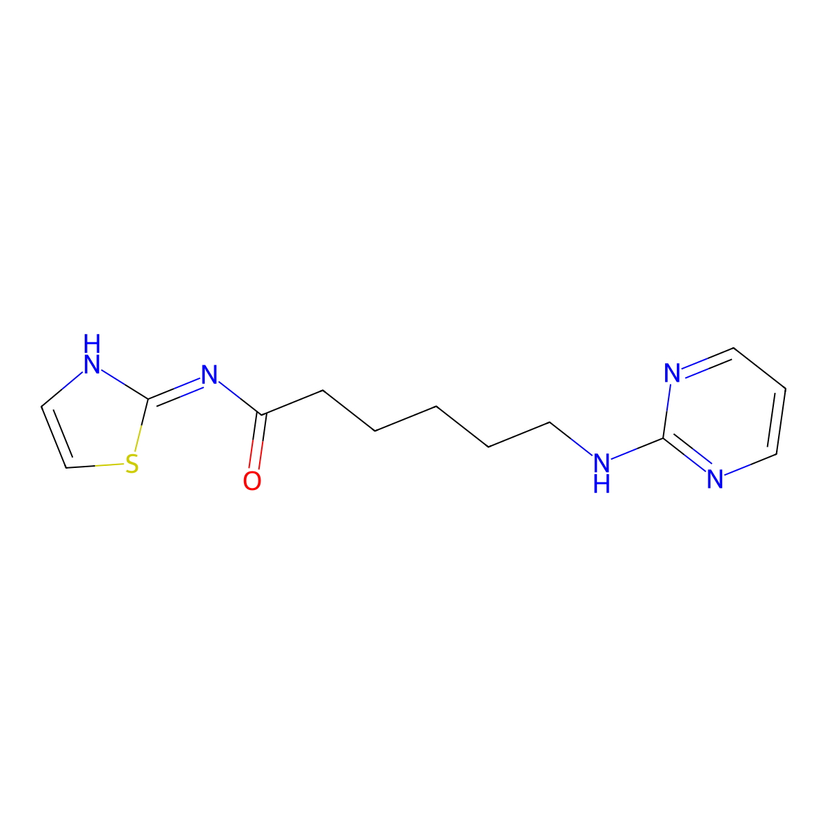 6-(pyrimidin-2-ylamino)-N-(1,3-thiazol-2-yl)hexanamide molecular structure, CAS 1435992-98-5