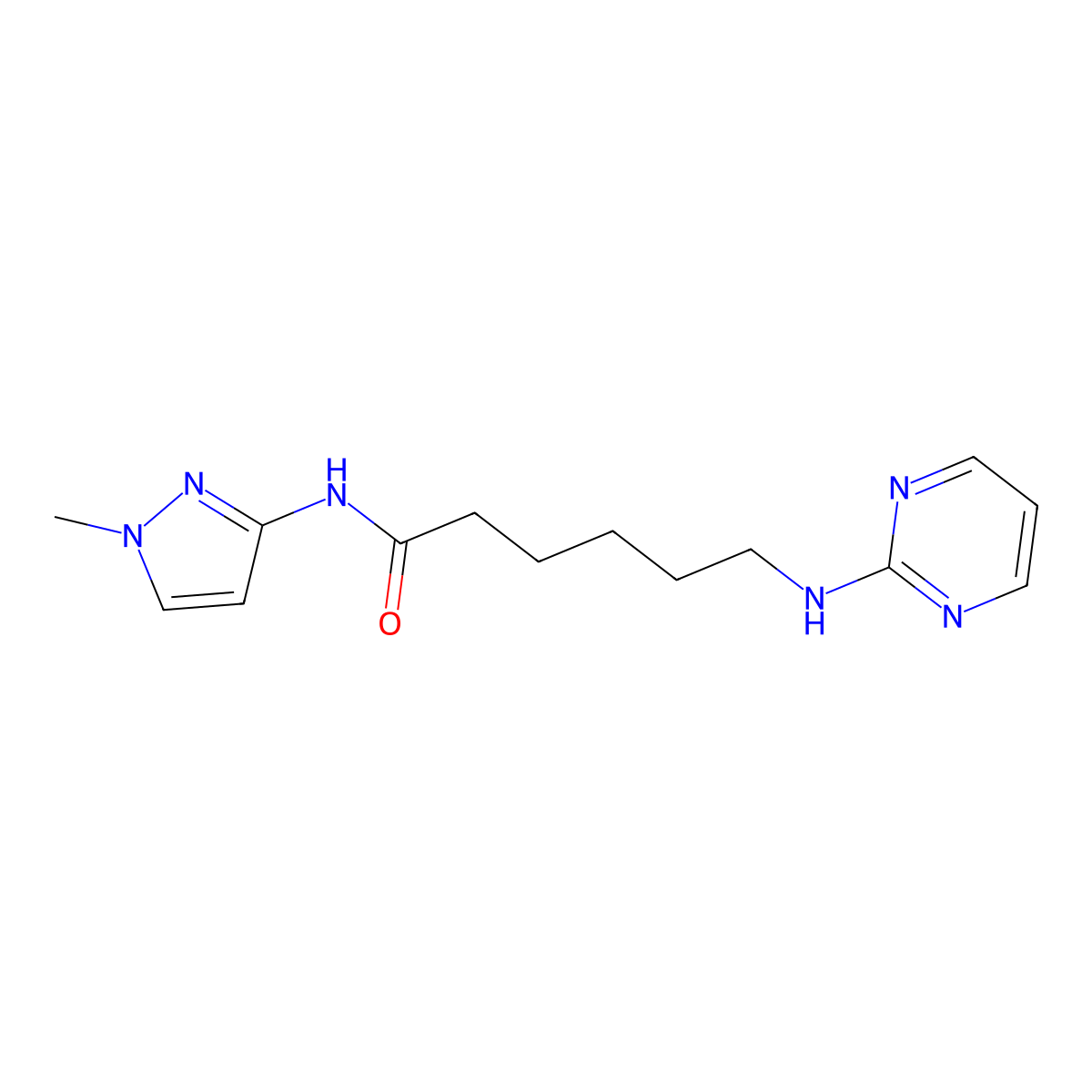N-(1-methyl-1H-pyrazol-3-yl)-6-(pyrimidin-2-ylamino)hexanamide molecular structure, CAS 1435993-61-5