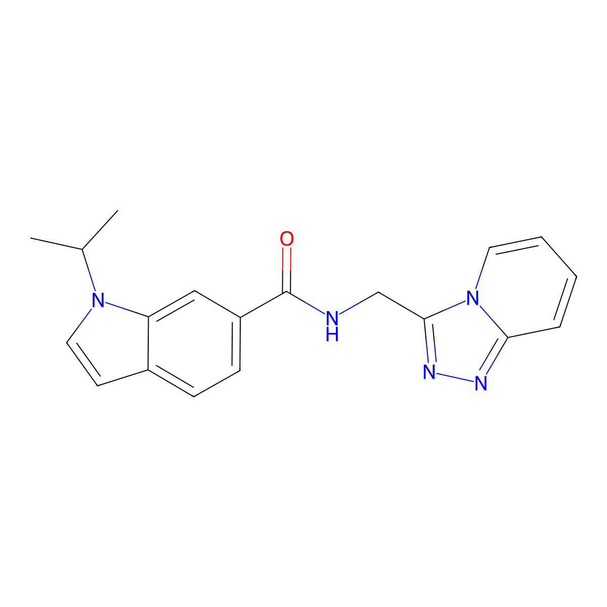 N-([1,2,4]triazolo[4,3-a]pyridin-3-ylmethyl)-1-isopropyl-1H-indole-6-carboxamide molecular structure, CAS 1435993-81-9
