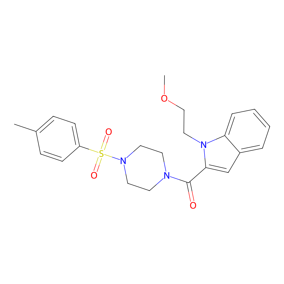[1-(2-methoxyethyl)-1H-indol-2-yl]{4-[(4-methylphenyl)sulfonyl]piperazino}methanone molecular structure, CAS 1435994-18-5