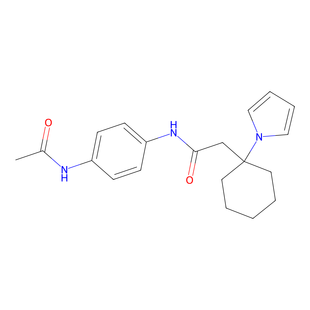 N-[4-(acetylamino)phenyl]-2-[1-(1H-pyrrol-1-yl)cyclohexyl]acetamide molecular structure, CAS 1435994-26-5