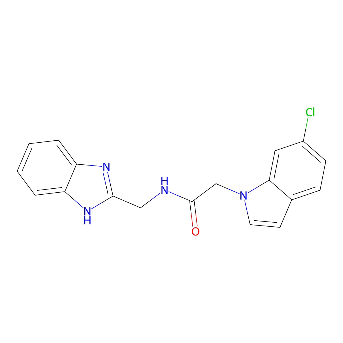 N-(1H-benzimidazol-2-ylmethyl)-2-(6-chloro-1H-indol-1-yl)acetamide molecular structure, CAS 1435994-27-6