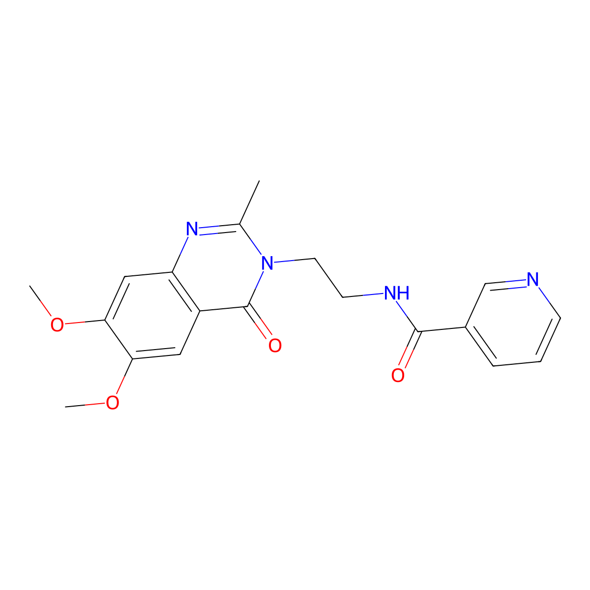 N-[2-(6,7-dimethoxy-2-methyl-4-oxoquinazolin-3(4H)-yl)ethyl]pyridine-3-carboxamide molecular structure, CAS 1435994-28-7