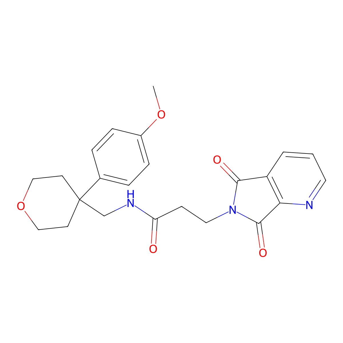 3-(5,7-dioxo-5,7-dihydro-6H-pyrrolo[3,4-b]pyridin-6-yl)-N-{[4-(4-methoxyphenyl)tetrahydro-2H-pyran-4-yl]methyl}propanamide molecular structure, CAS 1435994-36-7