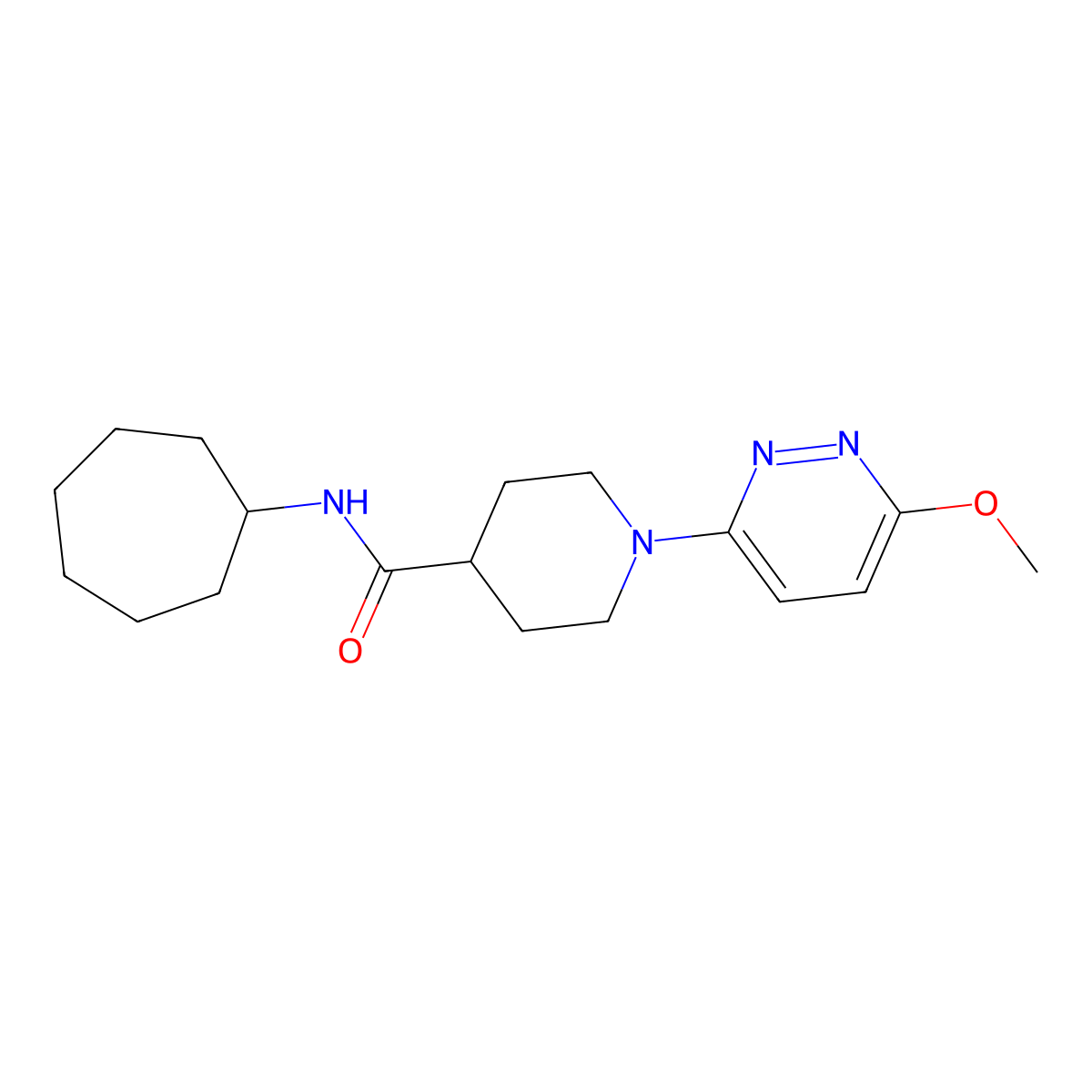 N-cycloheptyl-1-(6-methoxypyridazin-3-yl)piperidine-4-carboxamide molecular structure, CAS 1435994-43-6