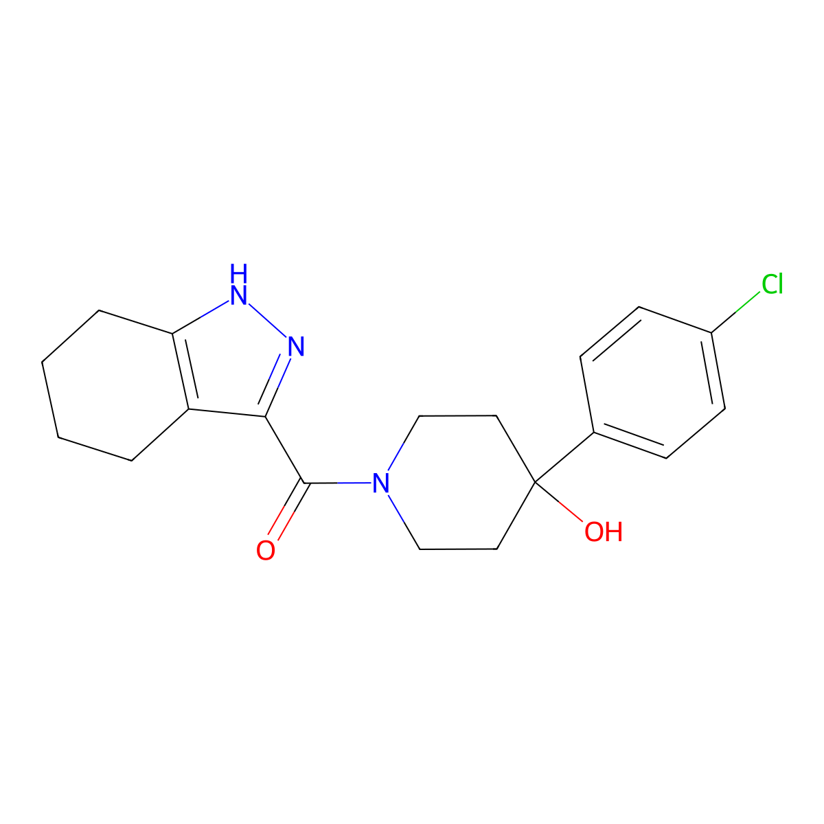 [4-(4-chlorophenyl)-4-hydroxypiperidino](4,5,6,7-tetrahydro-1H-indazol-3-yl)methanone molecular structure, CAS 1435994-44-7