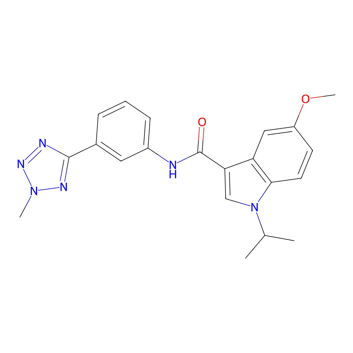 5-methoxy-N-[3-(2-methyl-2H-tetrazol-5-yl)phenyl]-1-(propan-2-yl)-1H-indole-3-carboxamide molecular structure, CAS 1435994-63-0