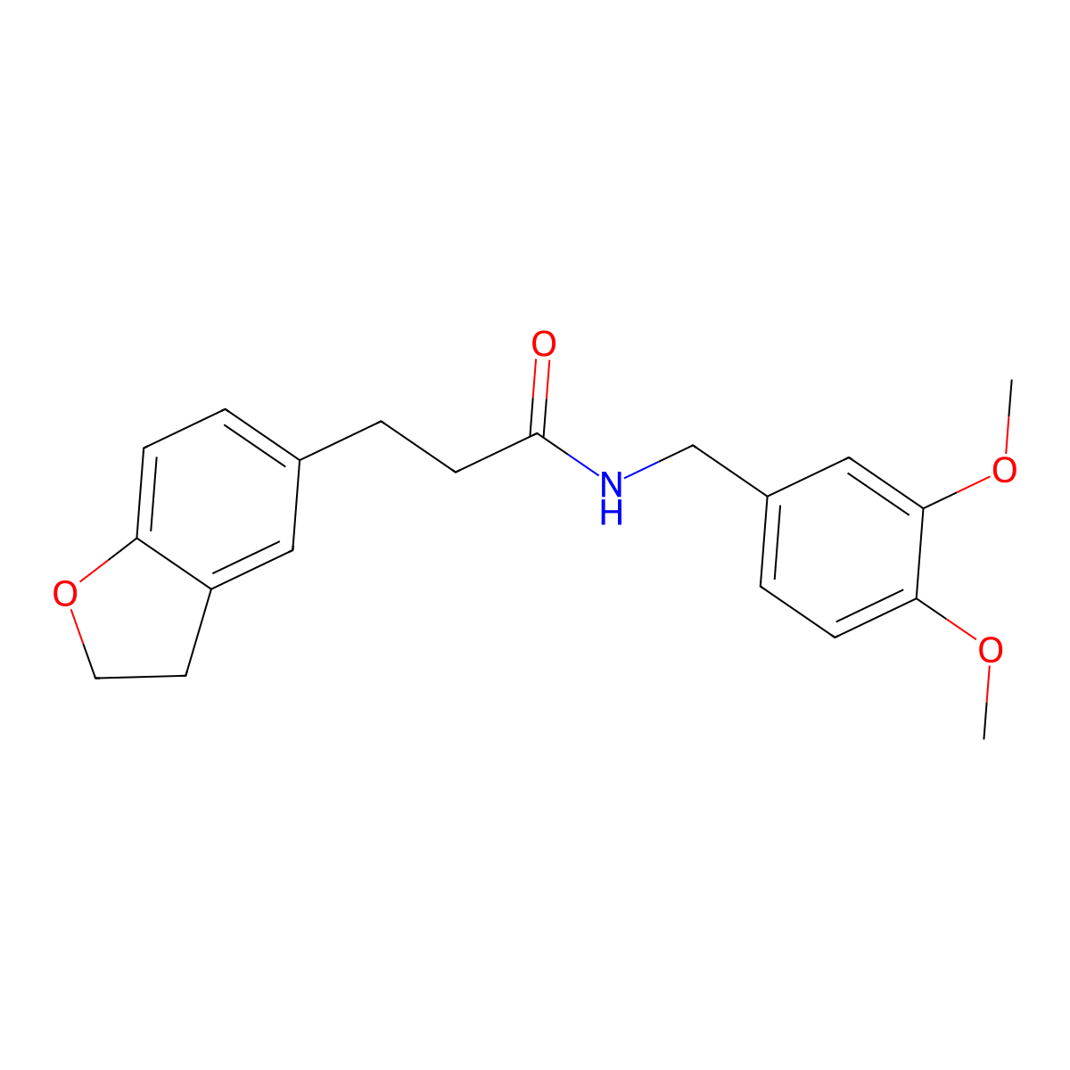 3-(2,3-dihydro-1-benzofuran-5-yl)-N-(3,4-dimethoxybenzyl)propanamide molecular structure, CAS 1435994-67-4