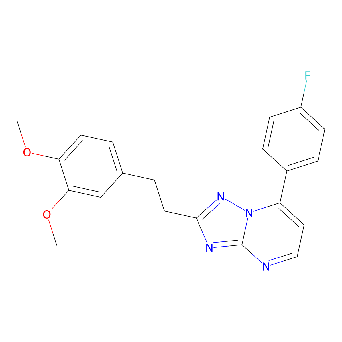 2-(3,4-Dimethoxyphenethyl)-7-(4-fluorophenyl)[1,2,4]triazolo[1,5-a]pyrimidine molecular structure, CAS 1435994-88-9