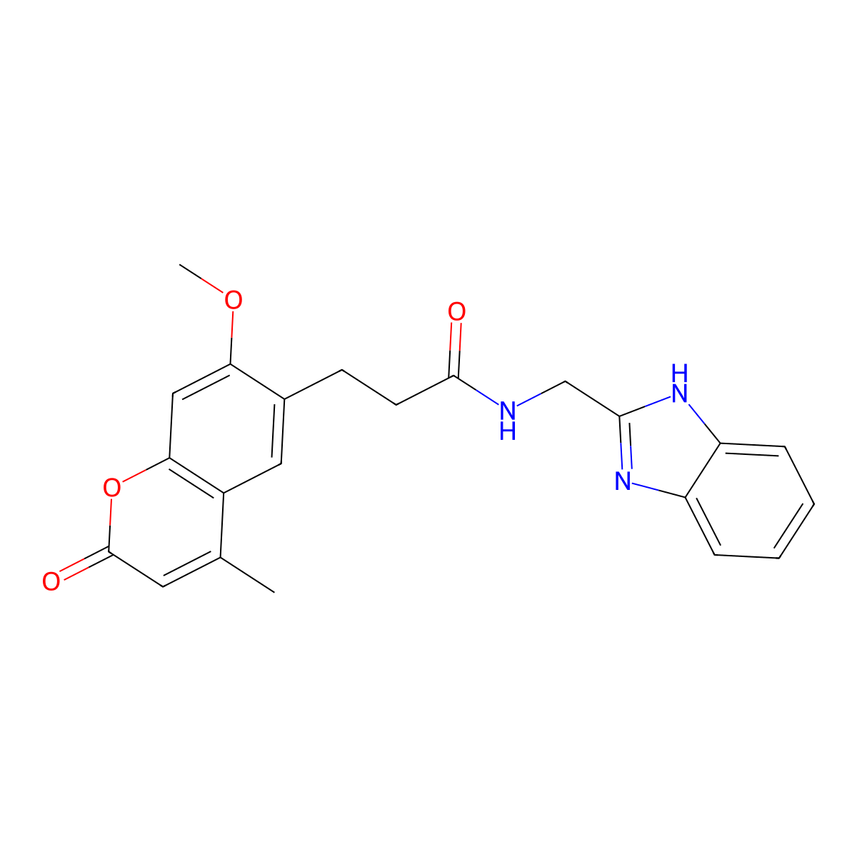 N-(1H-benzimidazol-2-ylmethyl)-3-(7-methoxy-4-methyl-2-oxo-2H-chromen-6-yl)propanamide molecular structure, CAS 1435994-93-6