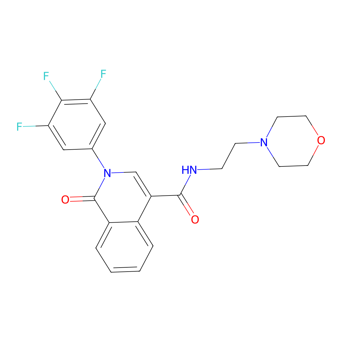 N~4~-(2-morpholinoethyl)-1-oxo-2-(3,4,5-trifluorophenyl)-1,2-dihydro-4-isoquinolinecarboxamide molecular structure, CAS 1435995-06-4