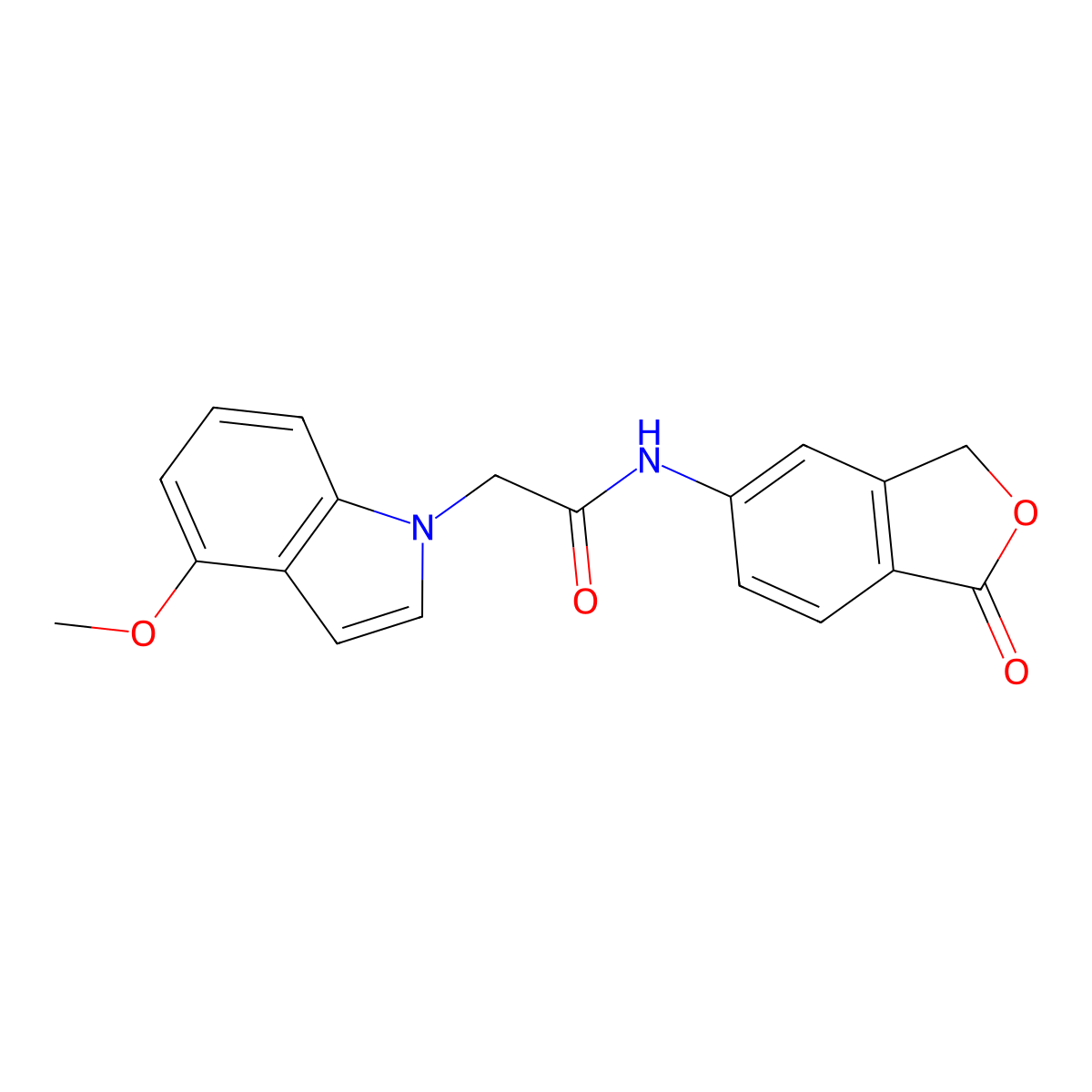 2-(4-methoxy-1H-indol-1-yl)-N-(1-oxo-1,3-dihydro-2-benzofuran-5-yl)acetamide molecular structure, CAS 1435995-07-5
