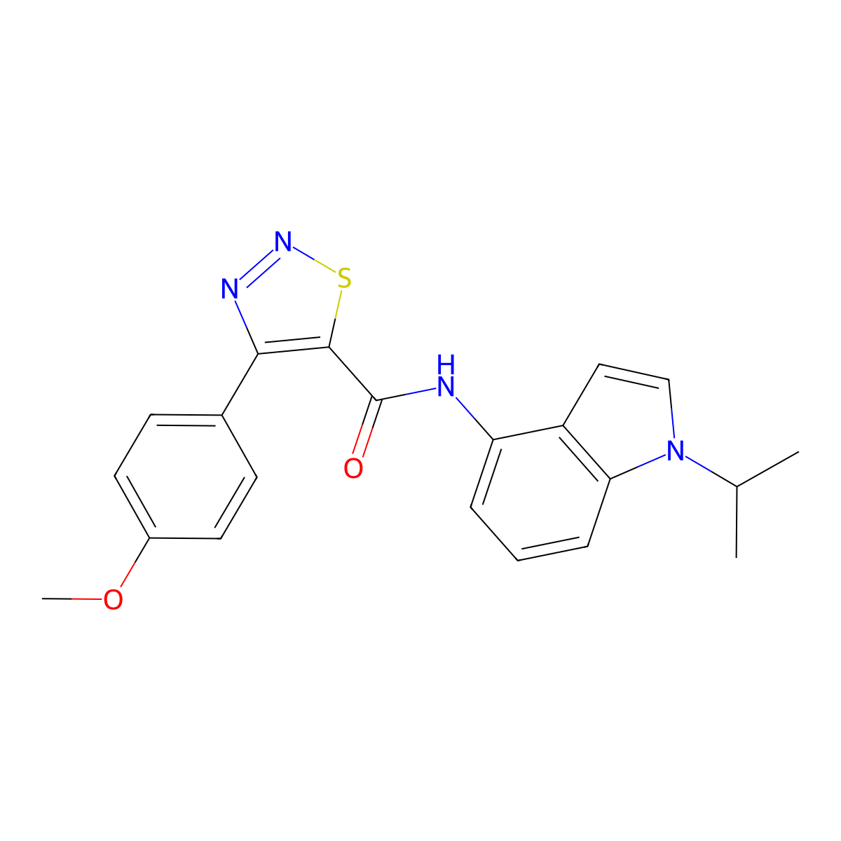 N-(1-isopropyl-1H-indol-4-yl)-4-(4-methoxyphenyl)-1,2,3-thiadiazole-5-carboxamide molecular structure, CAS 1435995-16-6
