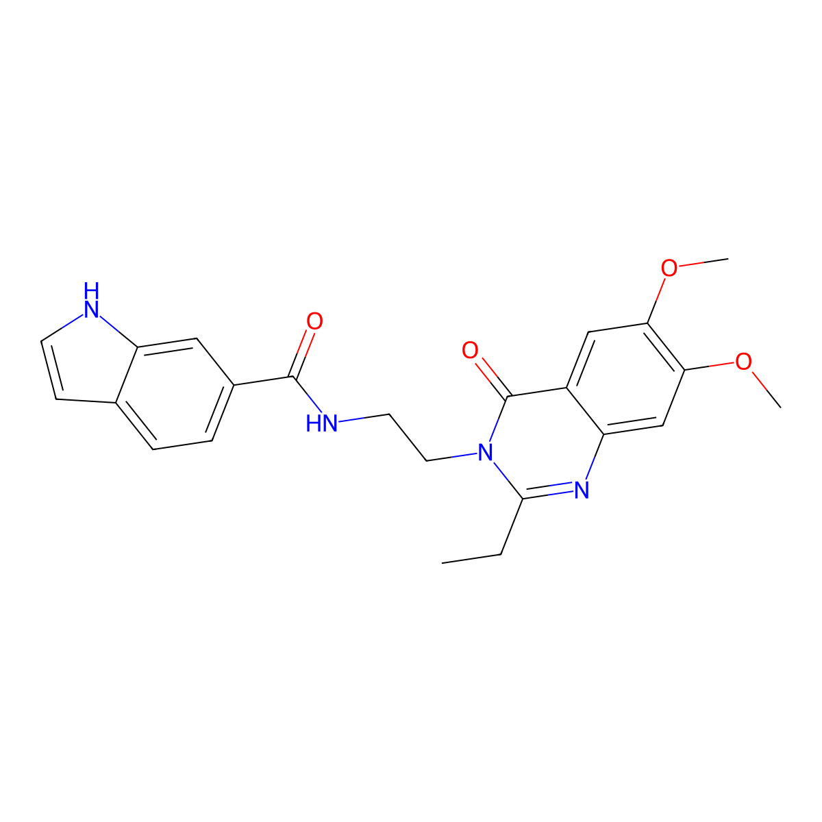 N-[2-(2-ethyl-6,7-dimethoxy-4-oxoquinazolin-3(4H)-yl)ethyl]-1H-indole-6-carboxamide molecular structure, CAS 1435995-29-1